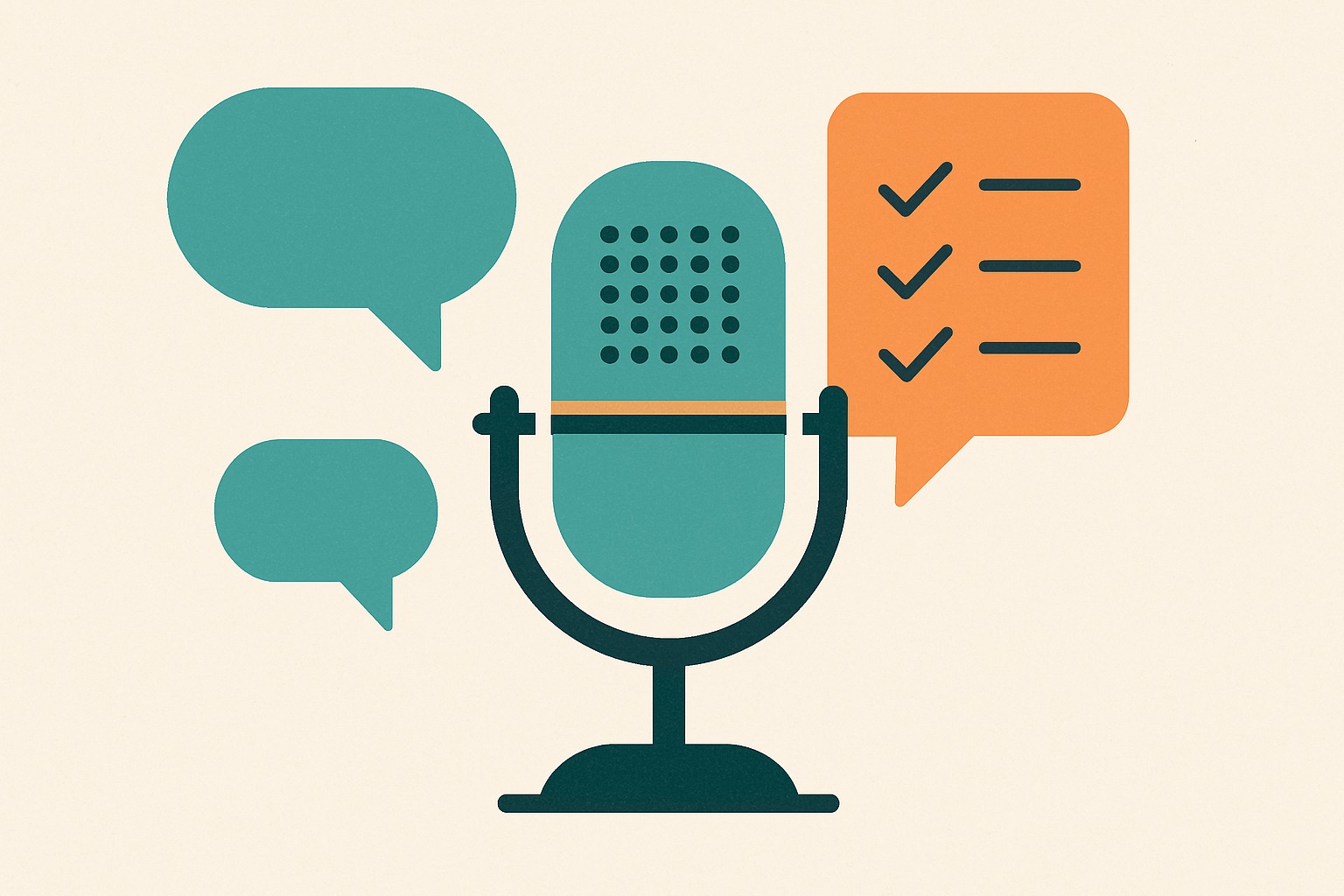 Podcast episode waveform next to generated show notes with pull quotes
